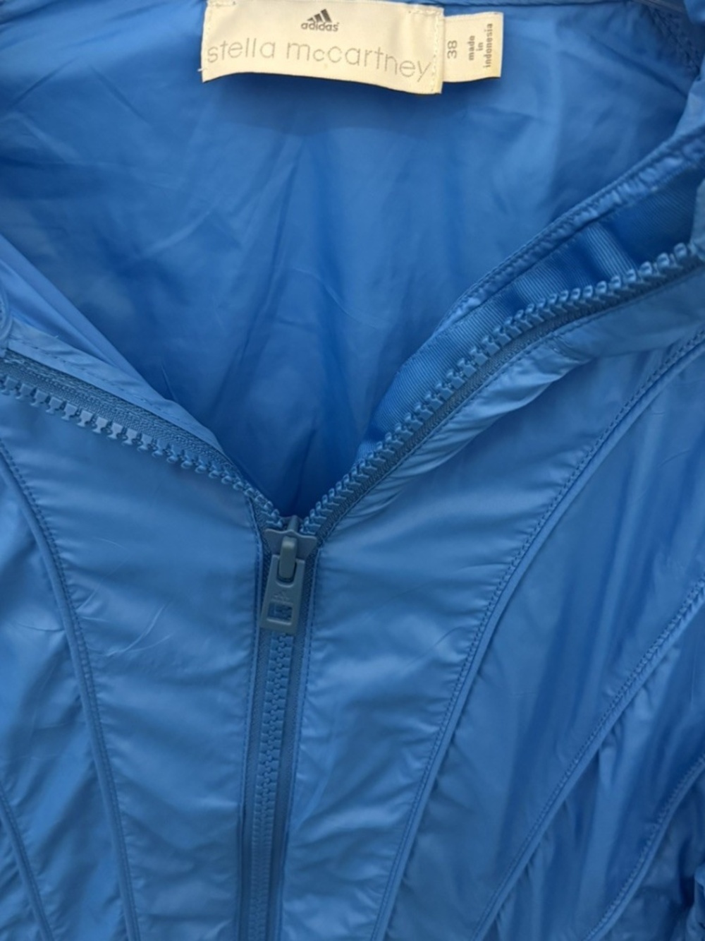 Adidas by Stella McCartney Convertible Jacket Zip Off Sleeves Blue Womens Small - Picture 8 of 8